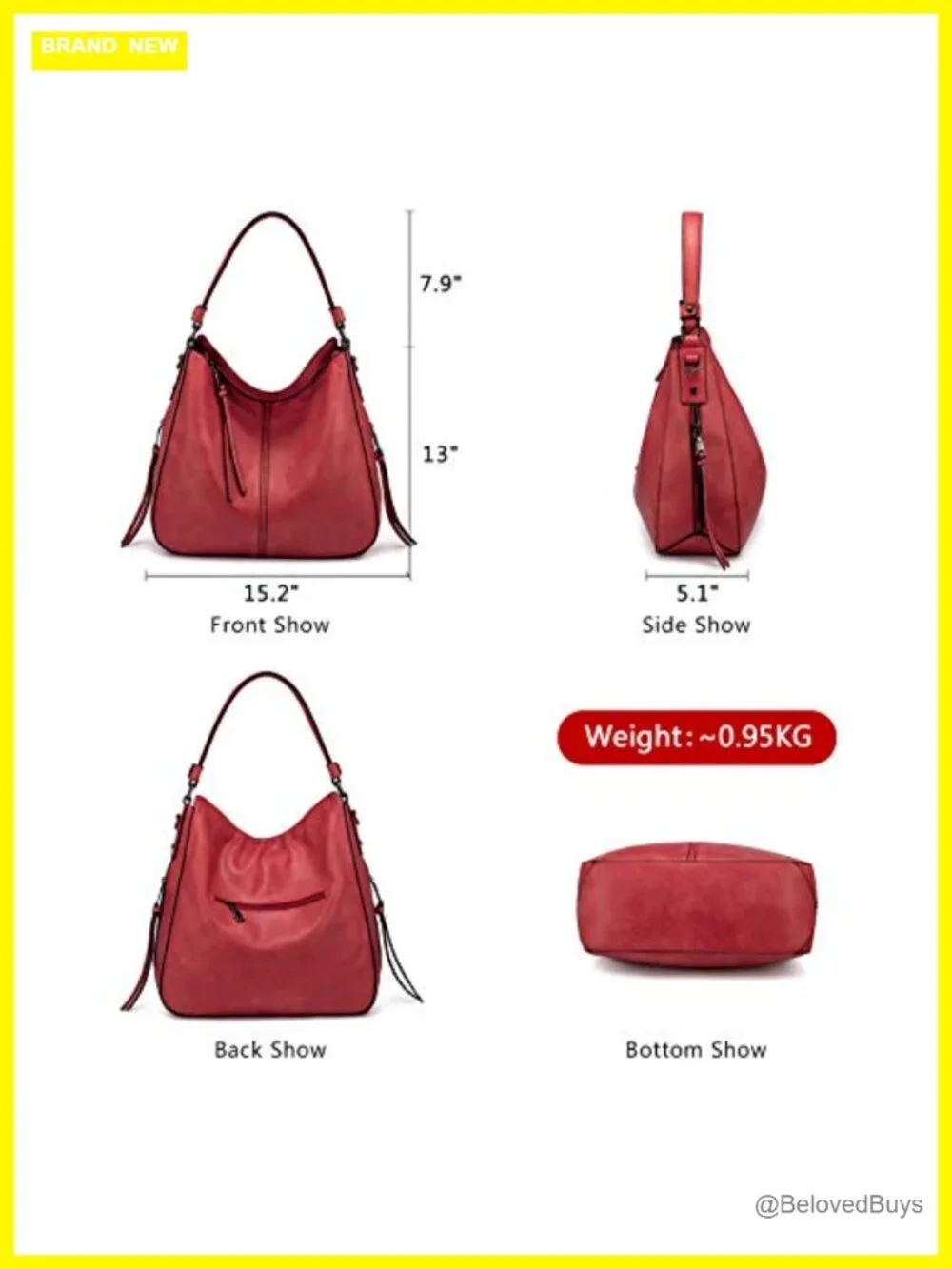 Faux Leather Hobo Crossbody Bag Large Shoulder Purse